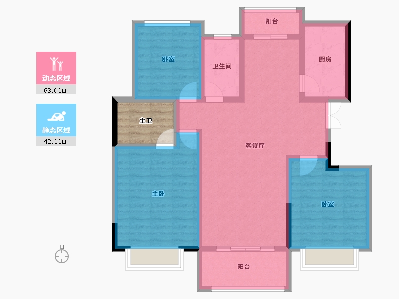 湖南省-湘潭市-城发樟树湾-98.50-户型库-动静分区