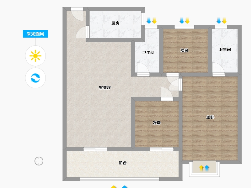 山东省-菏泽市-将军苑四期-103.31-户型库-采光通风