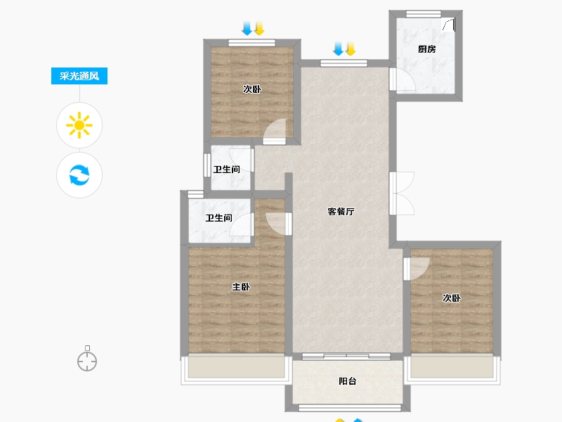 河北省-衡水市-中通御府-84.00-户型库-采光通风