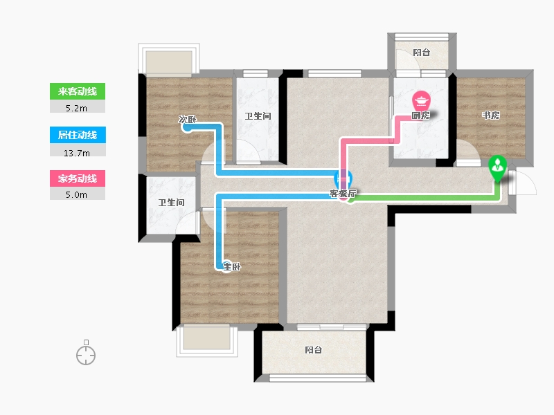 湖北省-宜昌市-枝江CBD·锦城天下-79.57-户型库-动静线