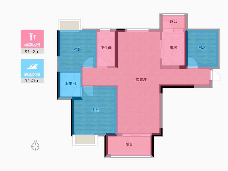 湖北省-宜昌市-枝江CBD·锦城天下-79.57-户型库-动静分区