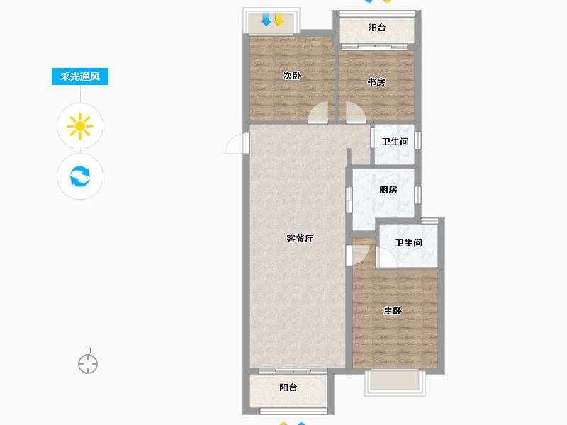 江西省-南昌市-桃花源筑-89.01-户型库-采光通风