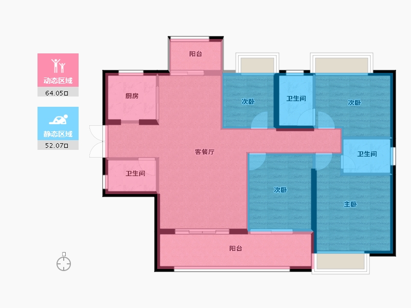 福建省-宁德市-龙芝·锦绣澜庭-105.02-户型库-动静分区