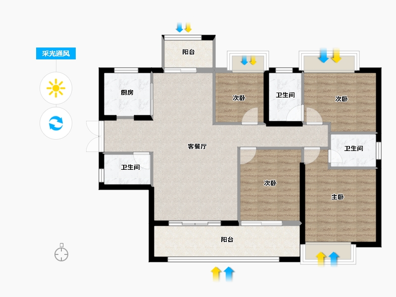 福建省-宁德市-龙芝·锦绣澜庭-105.02-户型库-采光通风