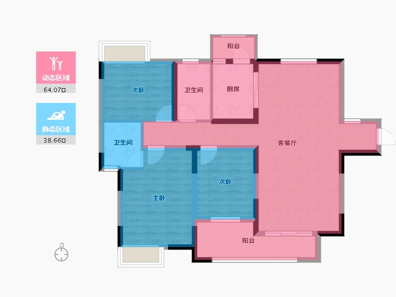 湖北省-宜昌市-枝江CBD·锦城天下-91.29-户型库-动静分区