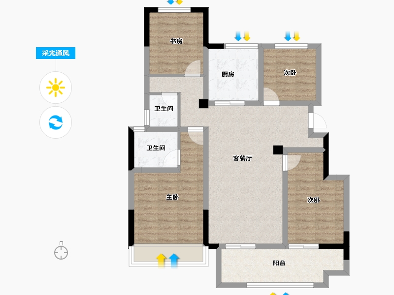 安徽省-宿州市-华达·东城壹号-93.28-户型库-采光通风