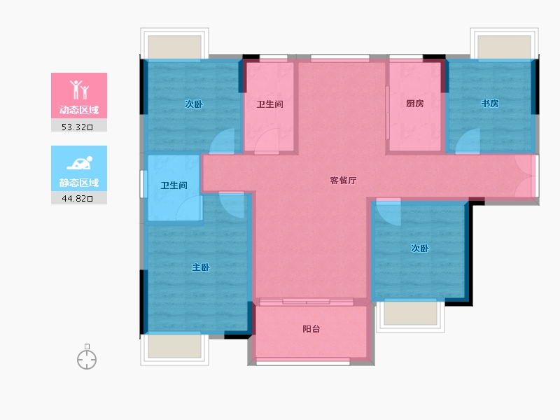 江西省-赣州市-正祥清华园-88.00-户型库-动静分区