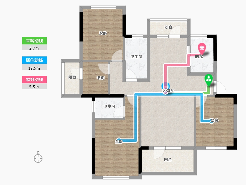 湖北省-咸宁市-鹏成·翰林府-106.00-户型库-动静线