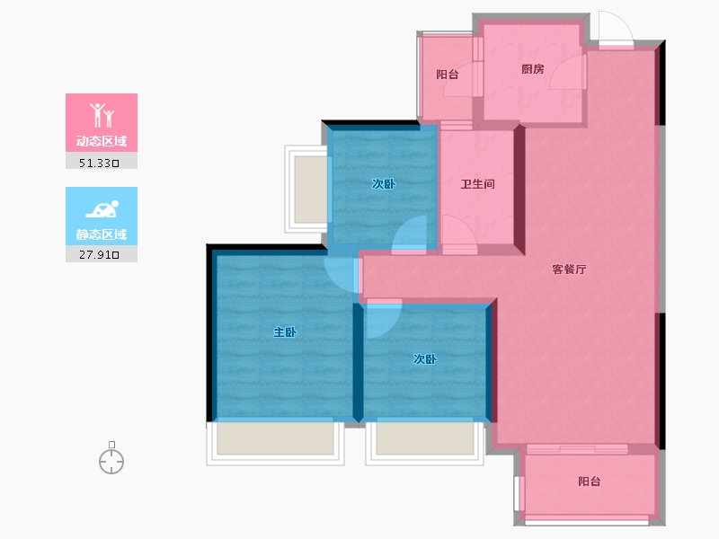 云南省-昭通市-圣桦锦悦府-69.97-户型库-动静分区