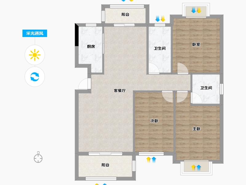 江西省-吉安市-庐陵北苑-100.79-户型库-采光通风