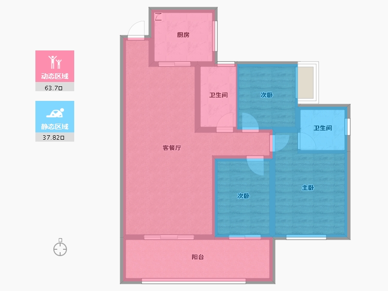 湖南省-湘潭市-锴鑫尚御尊城恒郡-90.40-户型库-动静分区