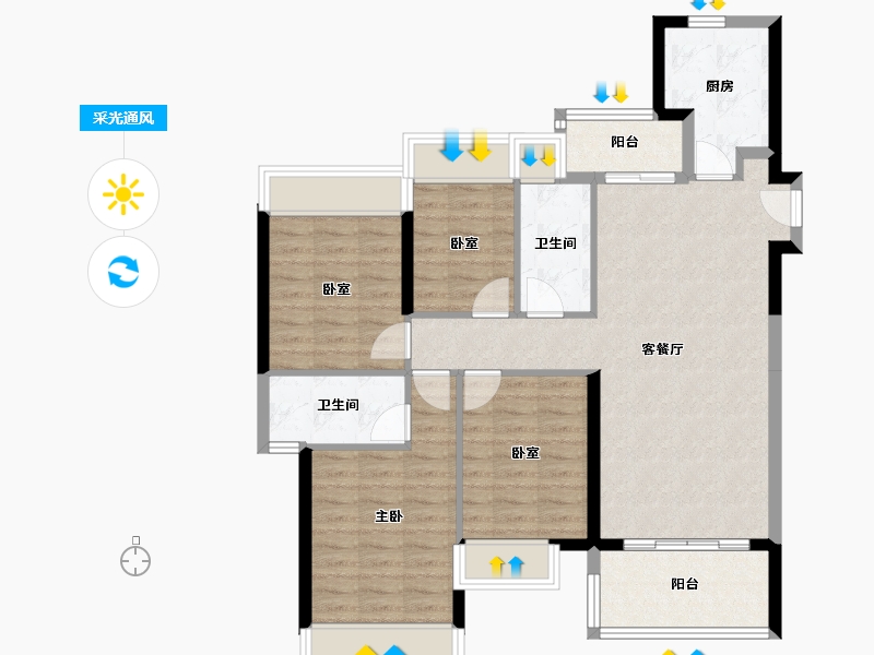 广东省-河源市-富力天禧花园-97.07-户型库-采光通风