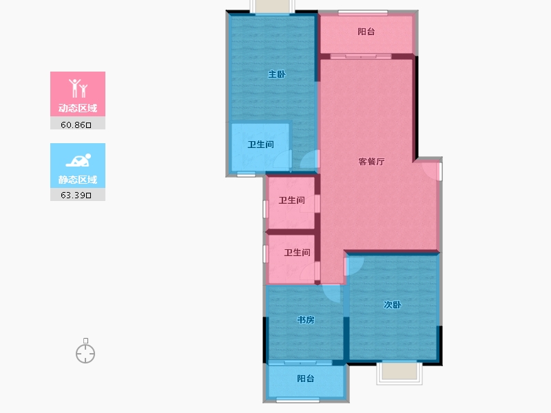 云南省-昆明市-金泰国际Ⅲ期名门-112.04-户型库-动静分区