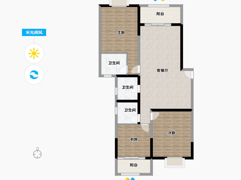 云南省-昆明市-金泰国际Ⅲ期名门-112.04-户型库-采光通风