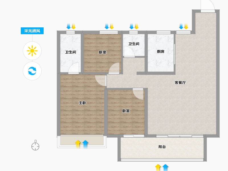 河南省-商丘市-建业神火·新筑-111.20-户型库-采光通风