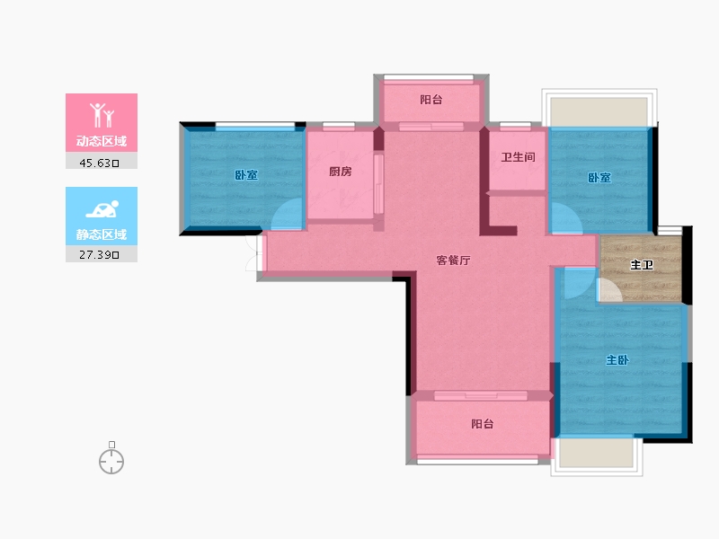 湖南省-湘潭市-长房万楼公馆-67.98-户型库-动静分区