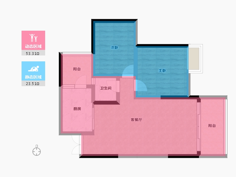 湖南省-怀化市-龙创滨江公园城-68.42-户型库-动静分区