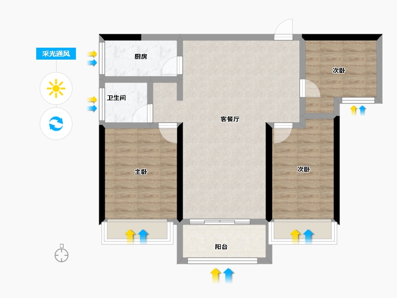 青海省-海东市-中天璟园-80.15-户型库-采光通风