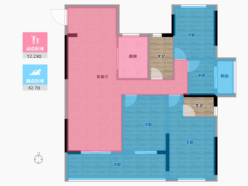 湖北省-咸宁市-鹏成·翰林府-112.21-户型库-动静分区