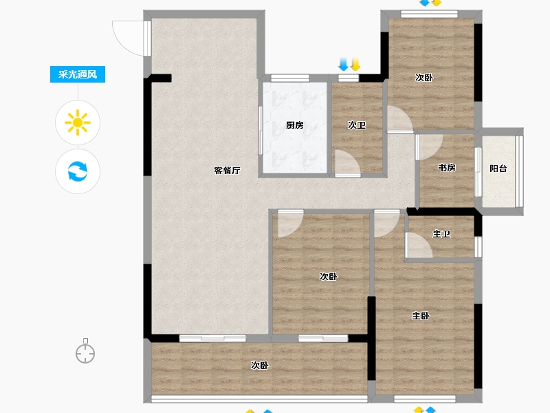 湖北省-咸宁市-鹏成·翰林府-112.21-户型库-采光通风