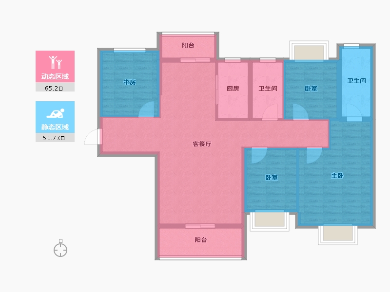 广东省-揭阳市-玺悦华府-104.83-户型库-动静分区