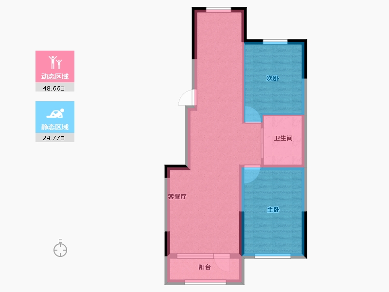 辽宁省-营口市-富甲·甲天下-65.82-户型库-动静分区