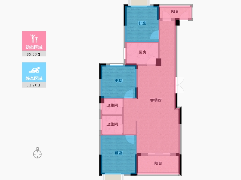 湖北省-黄冈市-南山国际·养生城-87.05-户型库-动静分区