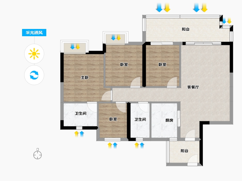 广东省-河源市-富力天禧花园-98.91-户型库-采光通风