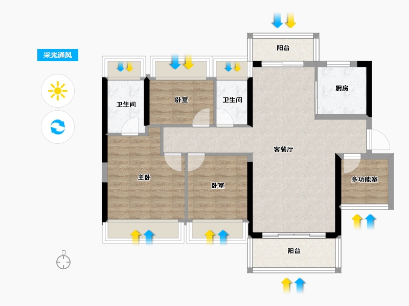 广东省-佛山市-龙光玖龙湾-86.09-户型库-采光通风