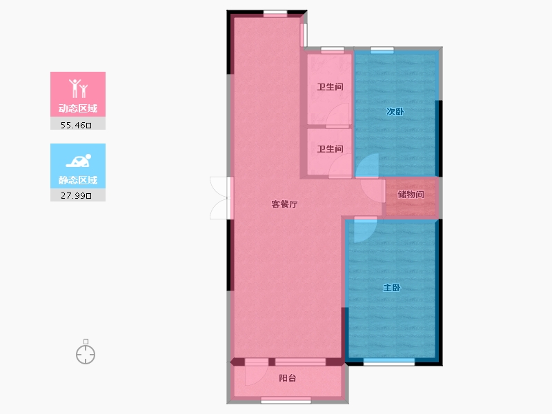 辽宁省-营口市-富甲·甲天下-74.65-户型库-动静分区