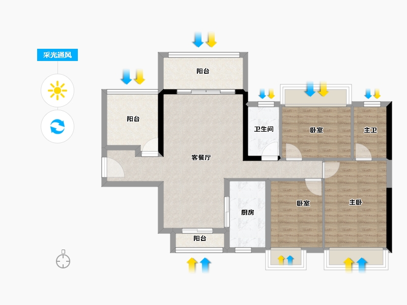 广东省-江门市-敏捷•悦府-89.94-户型库-采光通风