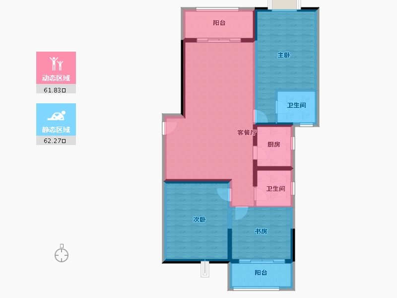 云南省-昆明市-金泰国际Ⅲ期名门-111.94-户型库-动静分区