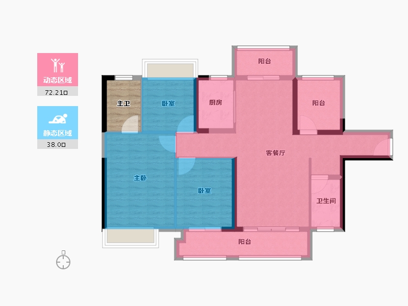 广东省-江门市-敏捷•悦府-104.00-户型库-动静分区