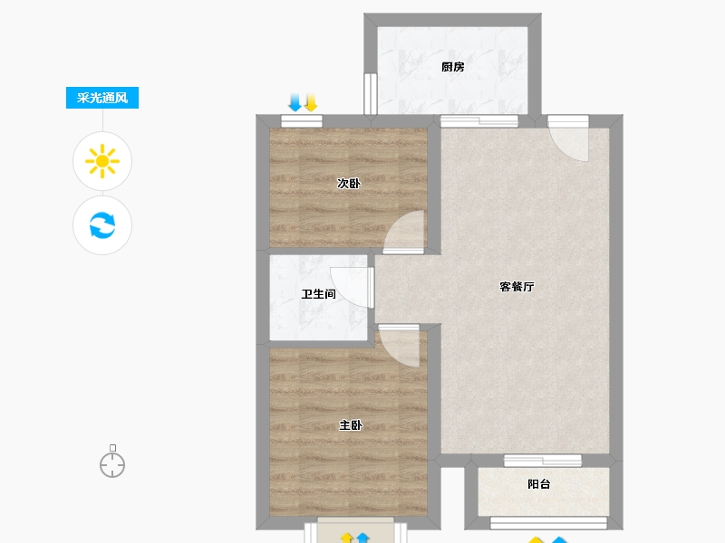 河北省-廊坊市-春城绿景兰亭苑-51.57-户型库-采光通风