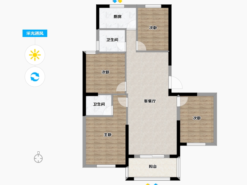 湖北省-黄冈市-澜山名著C区-97.95-户型库-采光通风