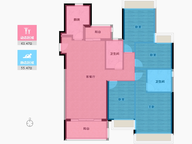 广东省-河源市-富力天禧花园-107.32-户型库-动静分区