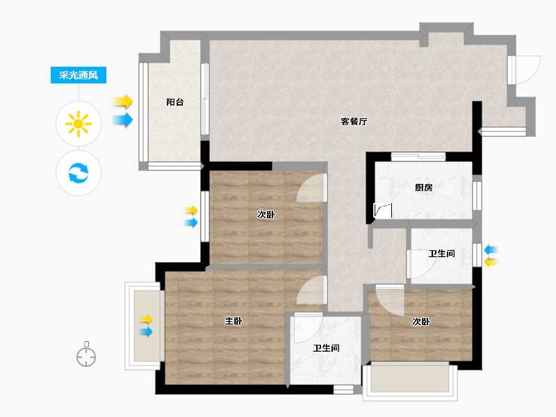 广东省-惠州市-嘉鸿新城博雅府-78.00-户型库-采光通风