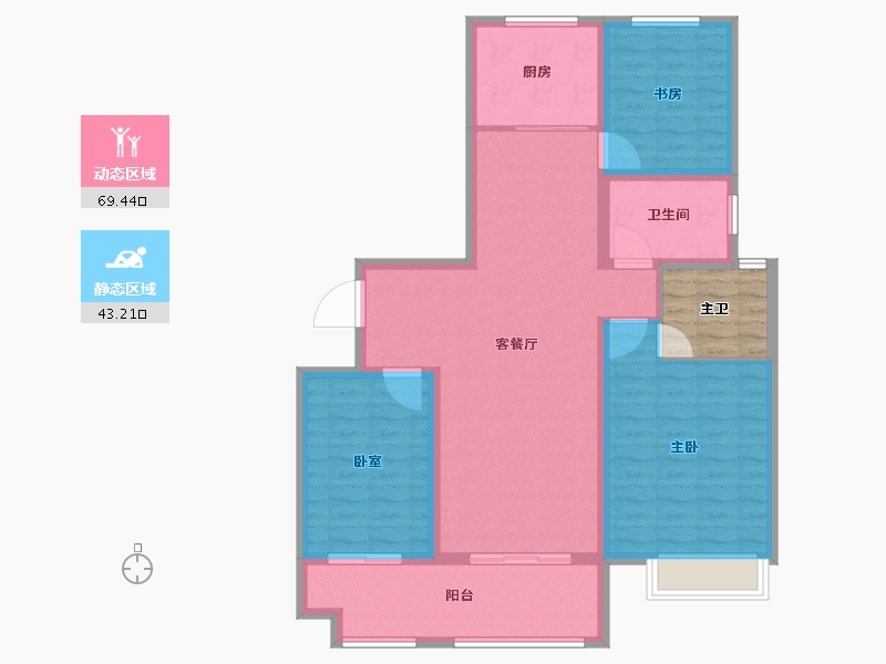 江苏省-徐州市-睢宁万园-106.77-户型库-动静分区