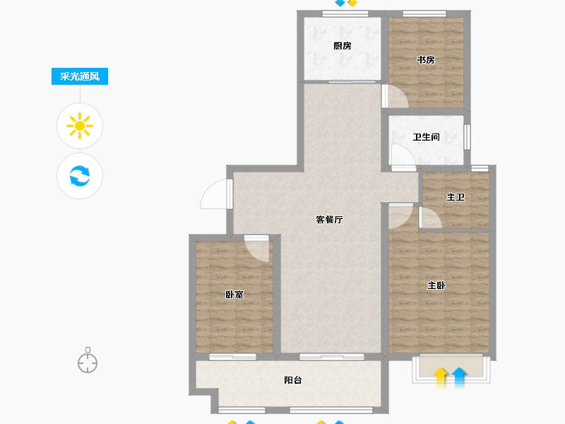 江苏省-徐州市-睢宁万园-106.77-户型库-采光通风