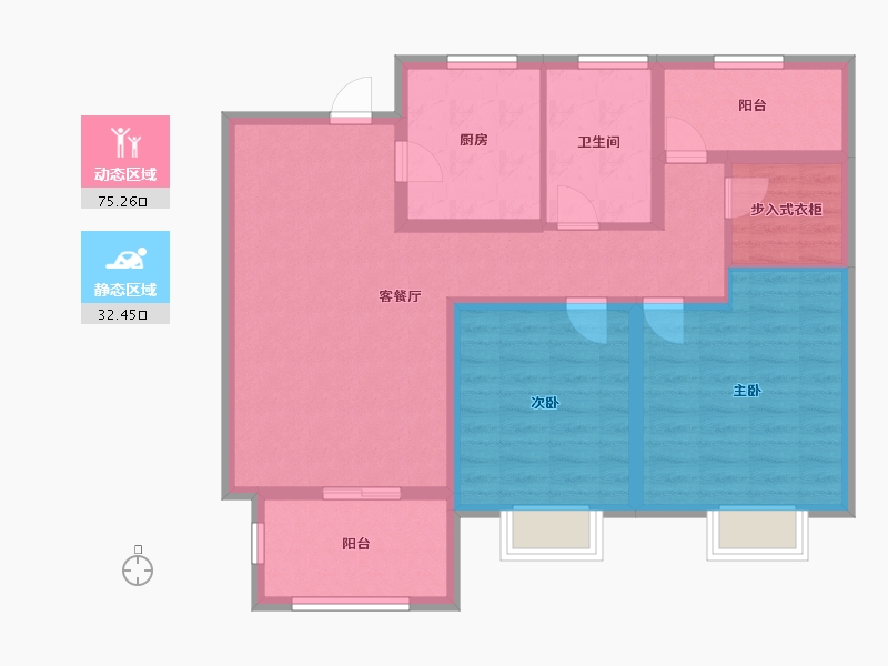 江苏省-苏州市-城南花苑-96.00-户型库-动静分区