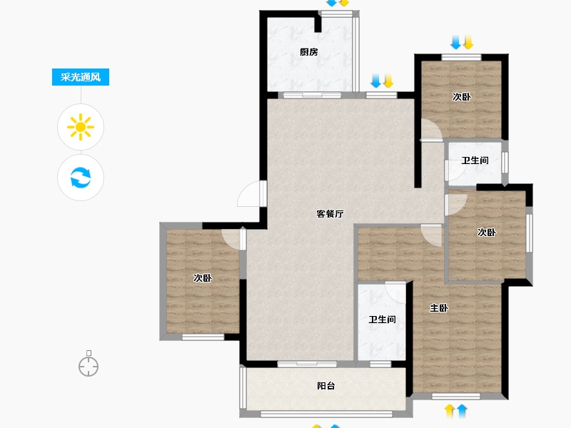 湖北省-黄冈市-澜山名著C区-124.55-户型库-采光通风