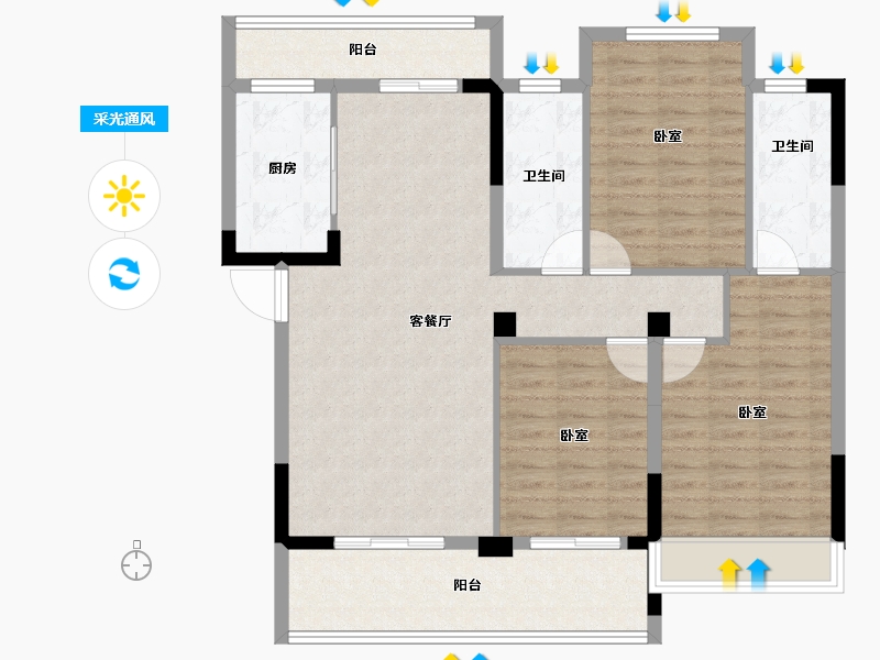 湖北省-黄冈市-罗田泰禾富·凤凰府-105.58-户型库-采光通风