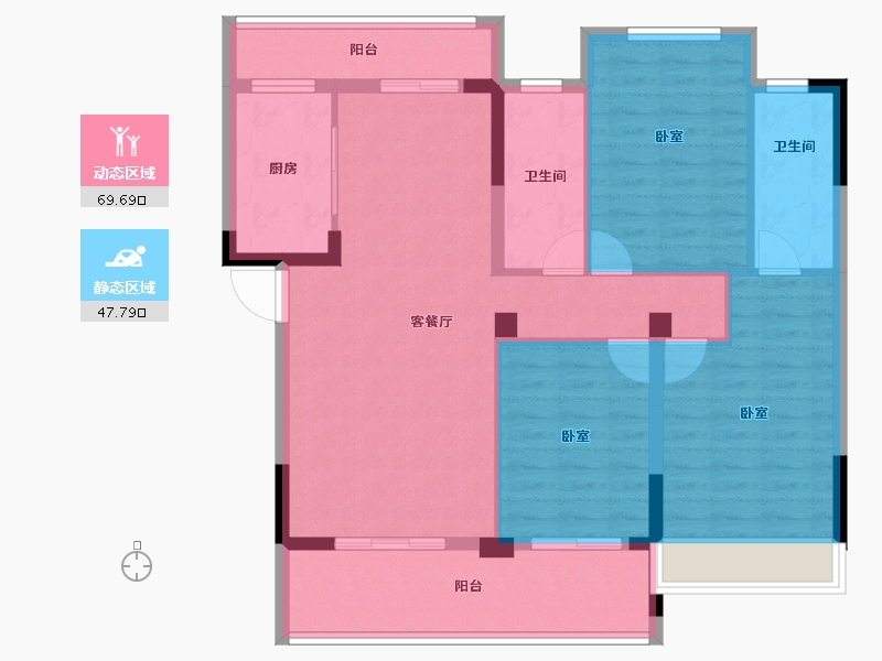 湖北省-黄冈市-罗田泰禾富·凤凰府-105.58-户型库-动静分区