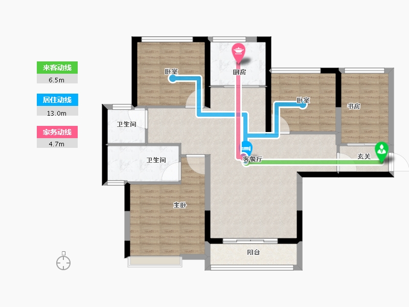 河南省-开封市-通许·壹号公馆-100.80-户型库-动静线