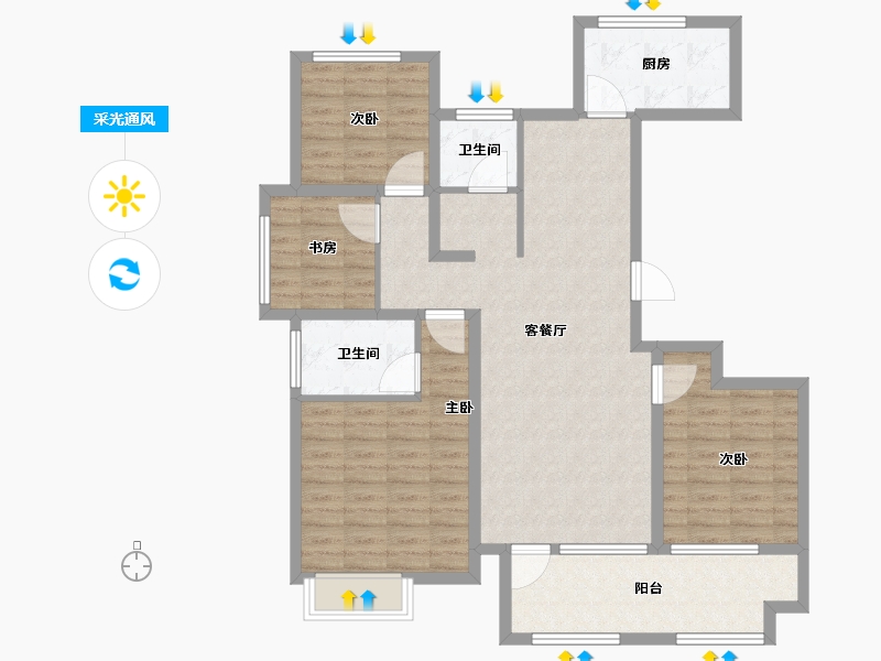 山东省-临沂市-掌舵龙湖-107.76-户型库-采光通风