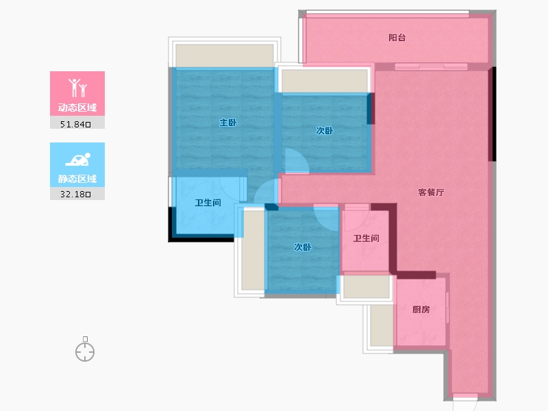 四川省-宜宾市-阳光森林城市·东方府-73.60-户型库-动静分区