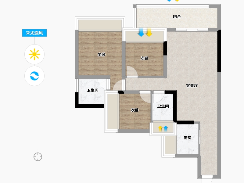 四川省-宜宾市-阳光森林城市·东方府-73.60-户型库-采光通风