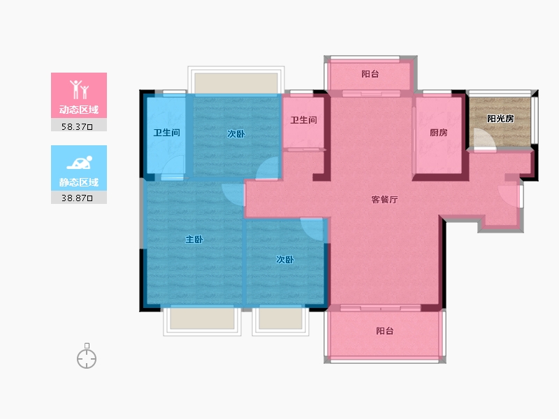 广西壮族自治区-贵港市-星耀碧桂园城市之光-90.72-户型库-动静分区