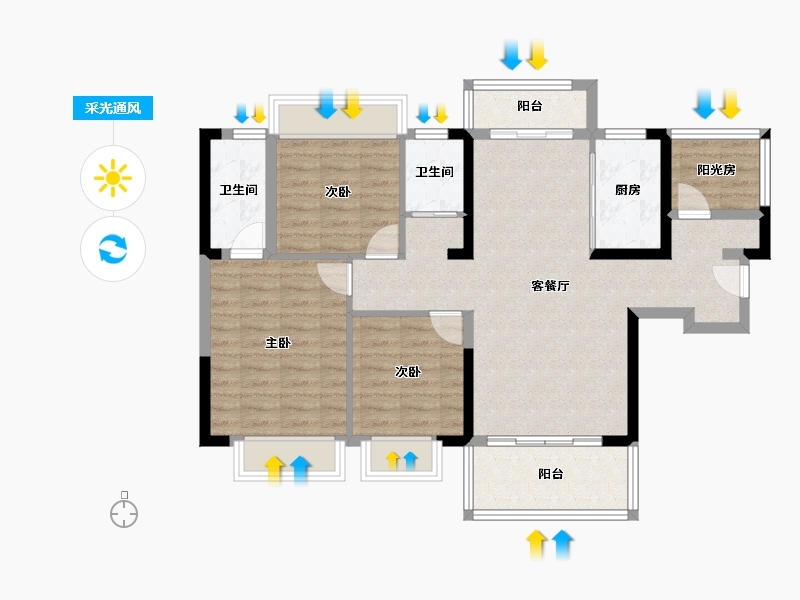 广西壮族自治区-贵港市-星耀碧桂园城市之光-90.72-户型库-采光通风