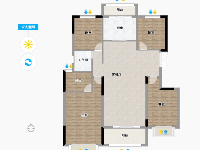 湖南省-湘潭市-城发樟树湾-120.67-户型库-采光通风